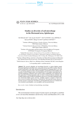 Studies on Diversity of Soil Microfungi in the Hornsund Area, Spitsbergen