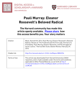 Pauli Murray: Eleanor Roosevelt's Beloved Radical