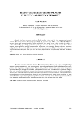 The Difference Between Modal Verbs in Deontic and Epistemic Modality