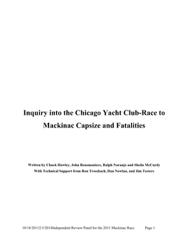 Inquiry Into the Chicago Yacht Club-Race to Mackinac Capsize and Fatalities