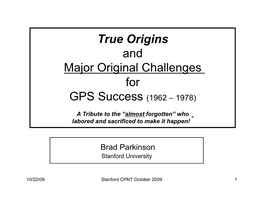 GPS Success (1962 – 1978)