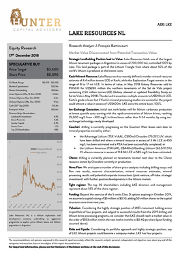 Lake Resources Nl