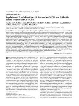 Regulation of Trophoblast-Specific Factors by GATA2 and GATA3 In