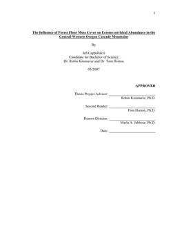 1 the Influence of Forest Floor Moss Cover on Ectomycorrhizal