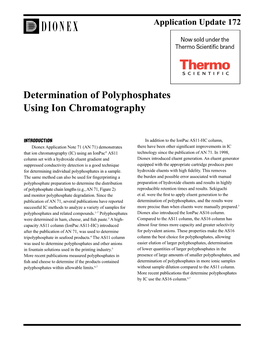 Determination of Polyphosphates Using Ion Chromatography