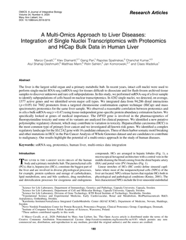 A Multi-Omics Approach to Liver Diseases: Integration of Single Nuclei Transcriptomics with Proteomics and Hicap Bulk Data in Human Liver