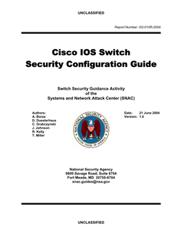 Cisco IOS Switch Security Configuration Guide