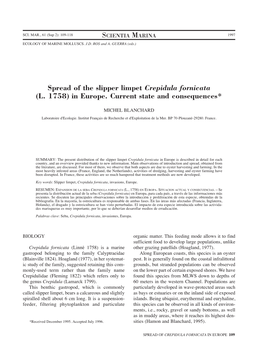 Spread of the Slipper Limpet Crepidula Fornicata (L. 1758) in Europe