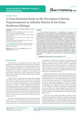 A Cross-Sectional Study on the Prevalence of Bovine Trypanosomosis in Ankesha District of Awi Zone, Northwest Ethiopia