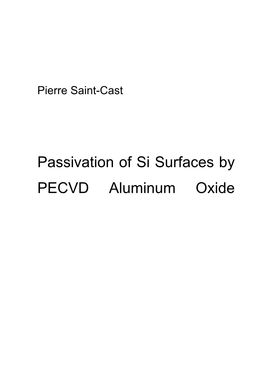 Passivation of Si Surfaces by PECVD Aluminum Oxide