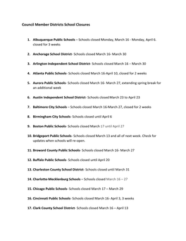 List of Urban School District Closures