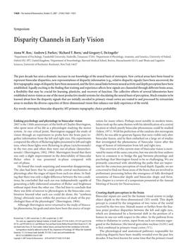 Disparity Channels in Early Vision