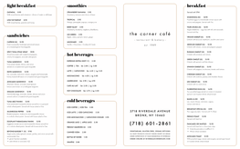 Corner Cafe Takeout Menu