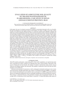 Case Study in Sistan and Baluchestan Province, Iran