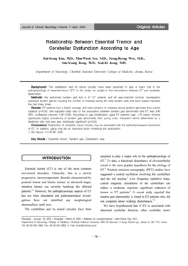 Relationship Between Essential Tremor and Cerebellar Dysfunction According to Age