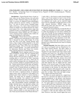 STRATIGRAPHY and LANDSCAPE EVOLUTION of CHASMA BOREALE, MARS. K. L. Tanaka1 and M. C. Bourke2, 1Astrogeology Team, U.S. Geologic