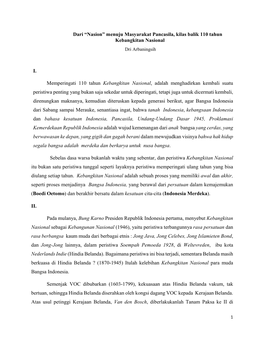 Dari “Nasion” Menuju Masyarakat Pancasila, Kilas Balik 110 Tahun Kebangkitan Nasional Dri Arbaningsih