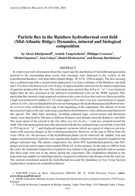 Particle Ux in the Rainbow Hydrothermal Vent