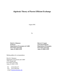 Algebraic Theory of Pareto Efficient Exchange