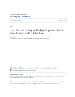 The Effects of Fantasy Football Participation on Team Identification