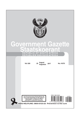 Government Gazette Staatskoerant REPUBLIC of SOUTH AFRICA REPUBLIEK VAN SUID AFRIKA