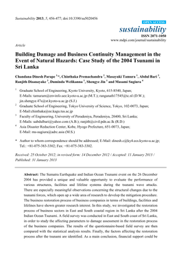 Case Study of the 2004 Tsunami in Sri Lanka