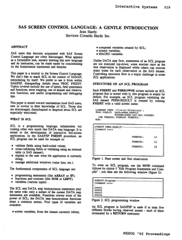 SAS SCREEN CONTROL LANGUAGE: a GENTLE INTRODUCTION Jean Hardy Services Conseils Hardy Inc