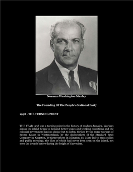 Norman Washington Manley the Founding Of