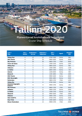 Planeeritavad Kruiisilaevade Külastused Cruise Ship Schedule