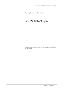 A NSW Bill of Rights Report October 2001