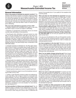 Form 1-ES Massachusetts Estimated Income