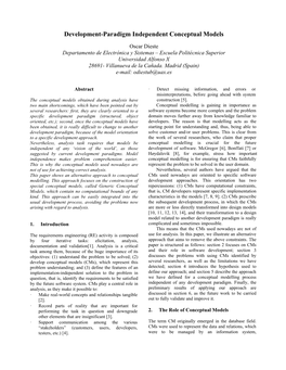 Development-Paradigm Independent Conceptual Models