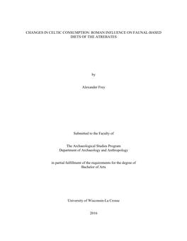 Changes in Celtic Consumption: Roman Influence on Faunal-Based Diets of the Atrebates