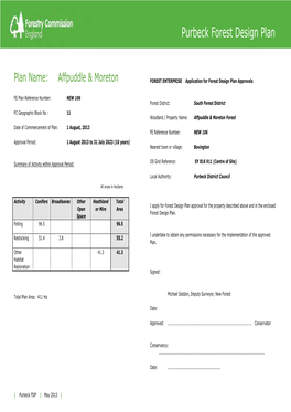 Purbeck Forest Plan Affpuddle and Moreton