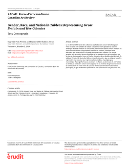 Gender, Race, and Nation in Tableau Representing Great Britain and Her Colonies Ersy Contogouris