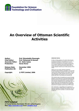 An Overview of Ottoman Scientific Activities December 2006