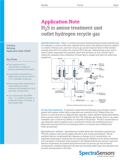 S in Amine Treatment Unit Outlet Hydrogen Recycle Gas