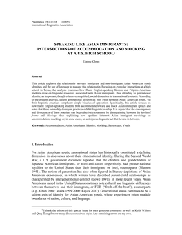 Intersections of Accommodation and Mocking at a Us High School1