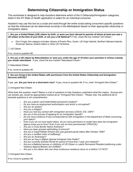 Determining Citizenship Or Immigration Status