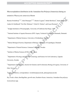 Microzooplankton Distribution in the Amundsen Sea Polynya (Antarctica) During an Extensive Phaeocystis Antarctica Bloom