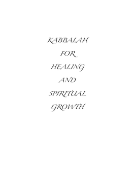 Kabbalah for Healing and Spiritual Growth