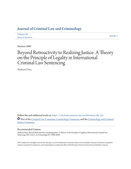 A Theory on the Principle of Legality in International Criminal Law Sentencing Shahram Dana