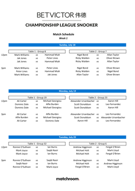 The Match Schedule