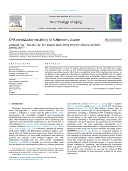 DNA Methylation Variability in Alzheimer's Disease