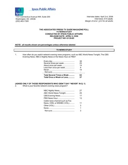 AP-TV Guide Poll: TV News, Katie Couric