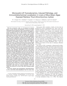 Microcystin-LR Toxicodynamics, Induced Pathology, and Immunohistochemical Localization in Livers of Blue-Green Algae Exposed Rainbow Trout (Oncorhynchus Mykiss)