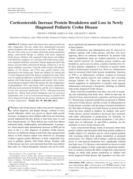 Corticosteroids Increase Protein Breakdown and Loss in Newly Diagnosed Pediatric Crohn Disease