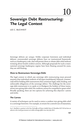 Sovereign Debt Restructuring: the Legal Context