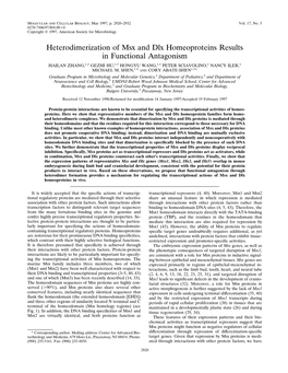 Heterodimerization of Msx and Dlx Homeoproteins Results in Functional Antagonism