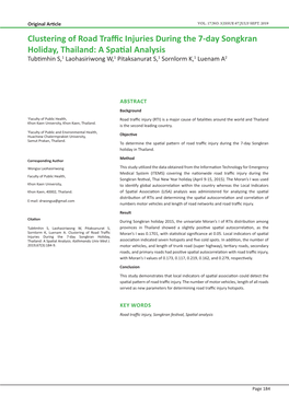 Clustering of Road Traffic Injuries During the 7-Day Songkran Holiday, Thailand: a Spatial Analysis